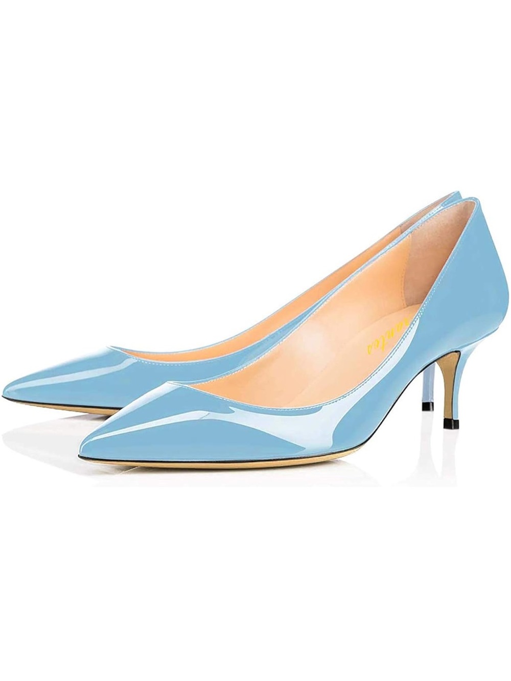 Women Fashion Pointed Toe Slip On Comfort Basic Kitten Heel Pumps Shoes - Picture 4 of 10